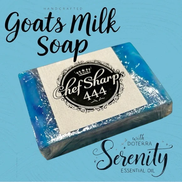 Handcrafted Goat's Milk Soap made with Doterra Serenity & Yarrow Pom 4oz Bar - Picture 5 of 6